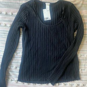 H&M Black Ribbed Long Sleeved Shirt